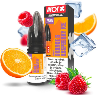 Liquid RIOT X Salt Orange & Raspberry Ice (Ledový pomeranč a malina) 10ml